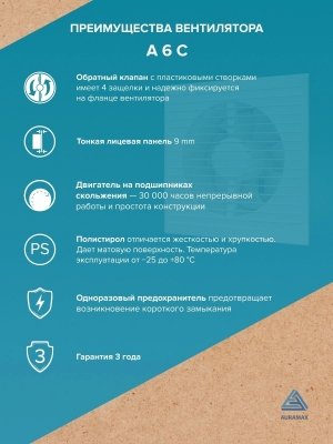 Вентилятор вытяжной теневой FoZa VA6 скрытого монтажа, под плитку
